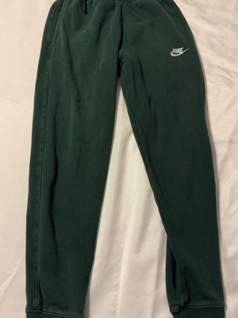 Nike Boys XS Green Cotton Fleece Jogger Pants Elastic Waist Drawstring Pockets